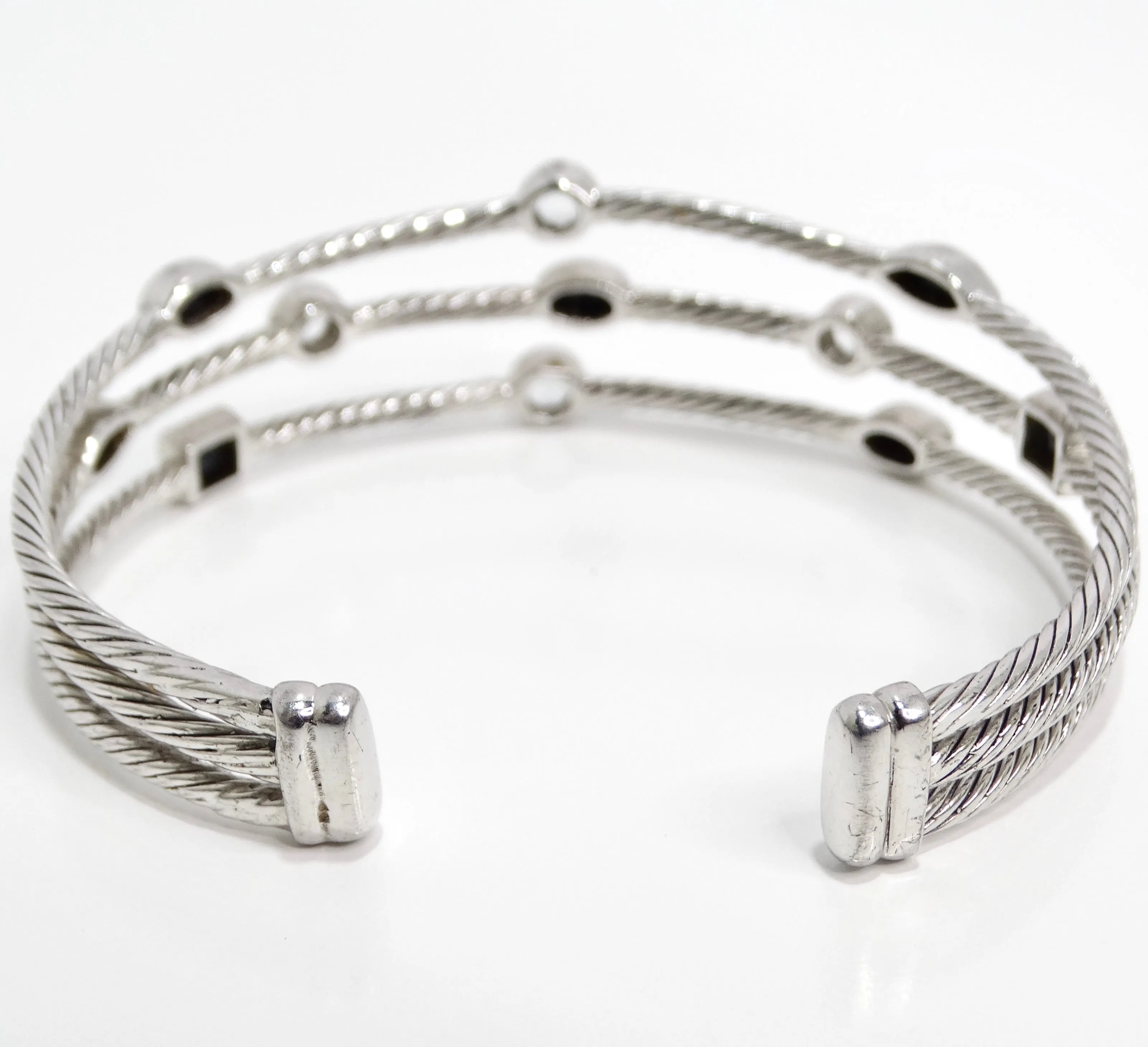 1990s Silver Crystal Cuff Bracelet
