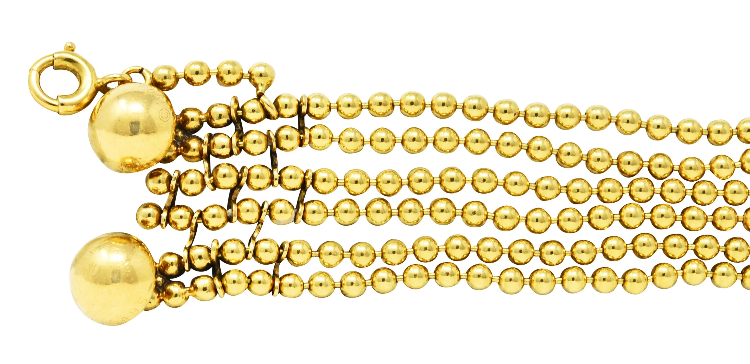 1999 Cartier 18 Karat Gold Bead Draperie Multi-Strand Bracelet