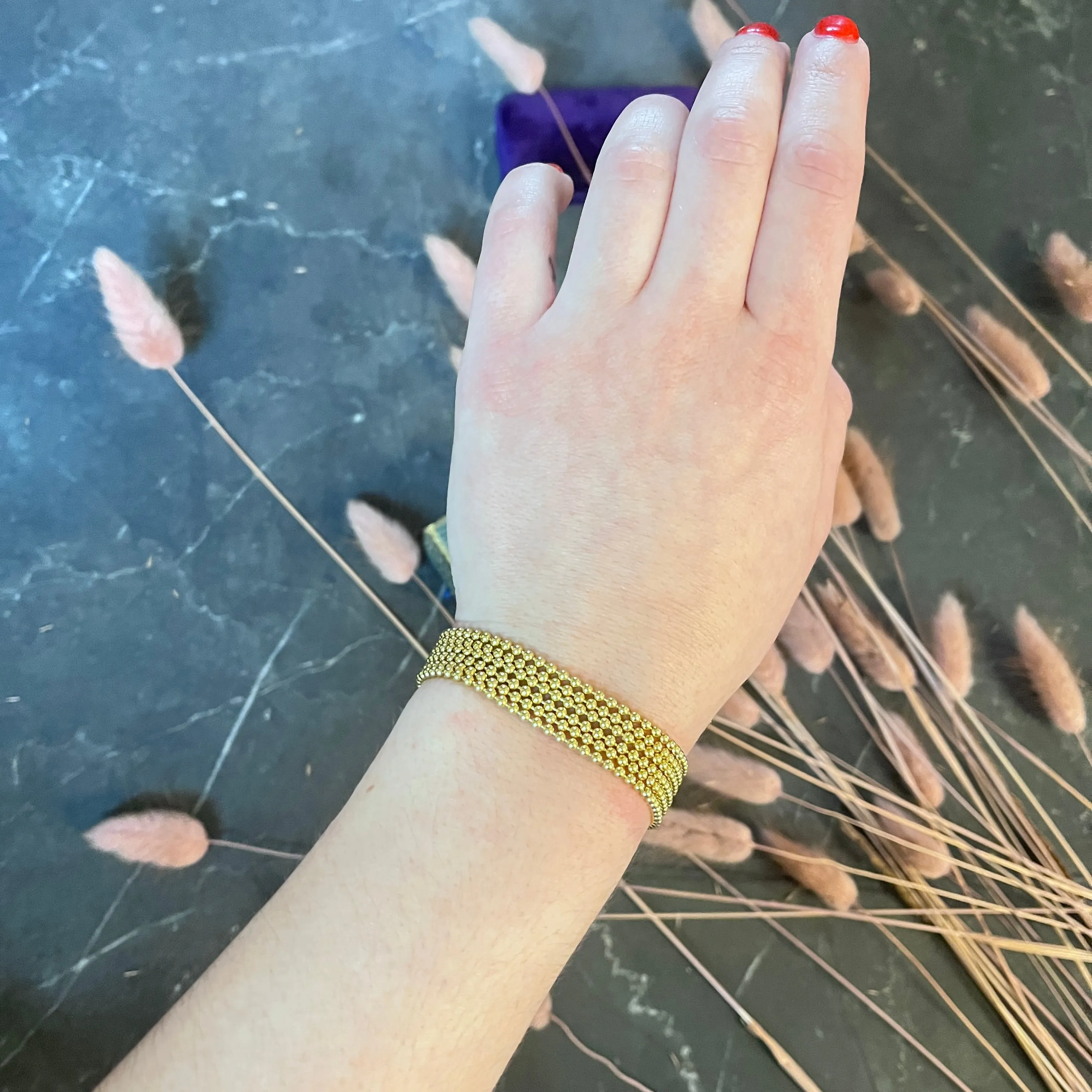 1999 Cartier 18 Karat Gold Bead Draperie Multi-Strand Bracelet