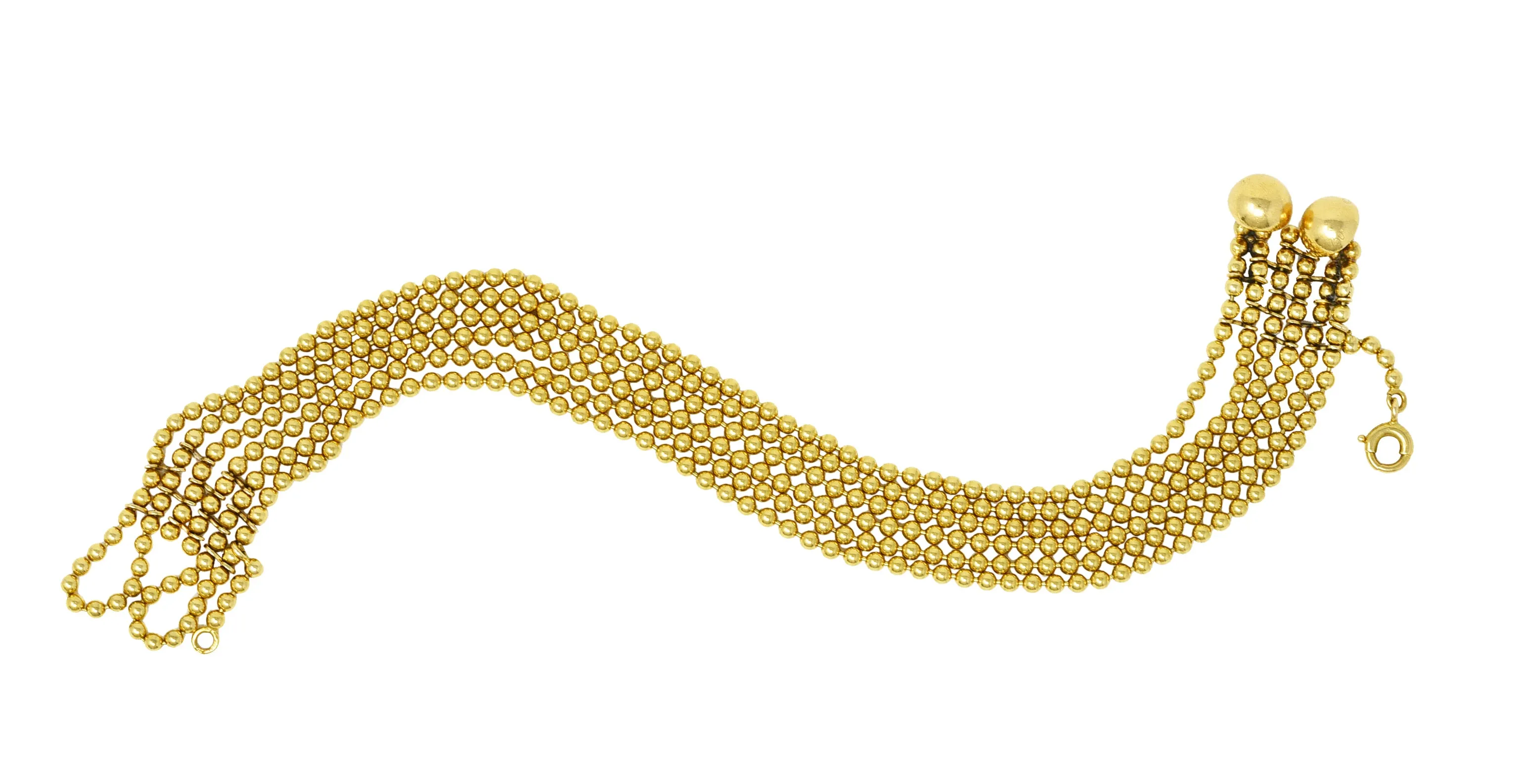 1999 Cartier 18 Karat Gold Bead Draperie Multi-Strand Bracelet