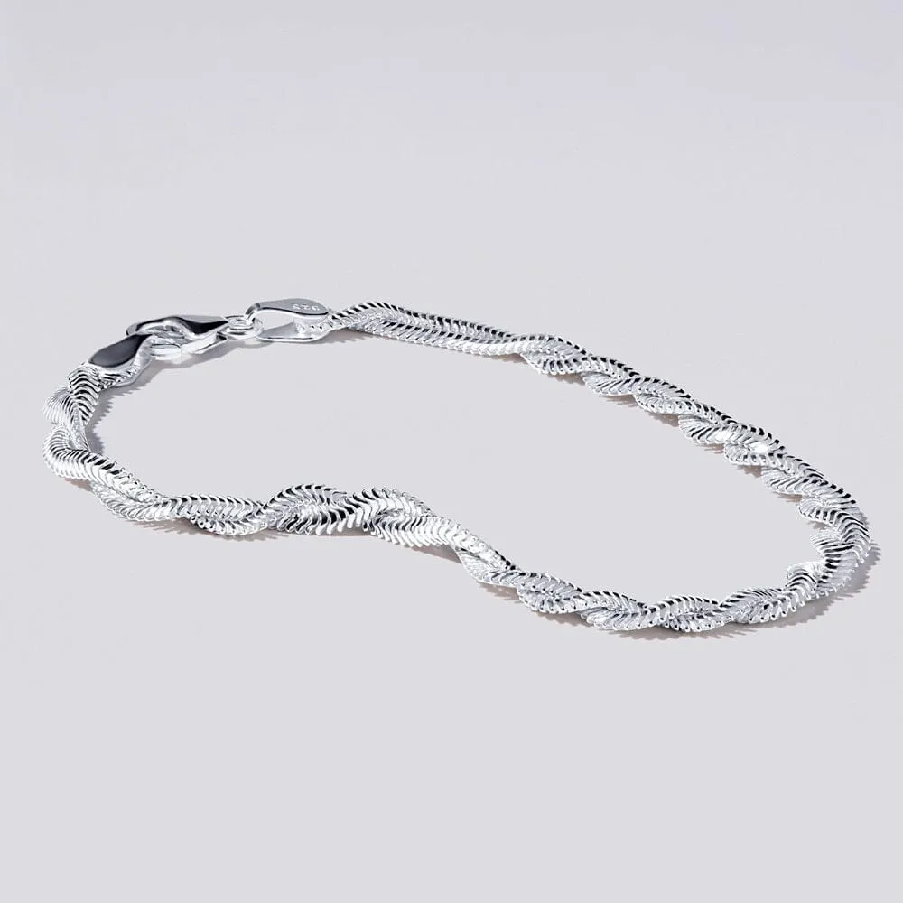 19cm Herring Plait Bracelet in Sterling Silver
