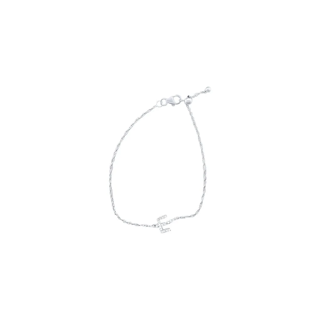 19cm Initial E Bracelet with Cubic Zirconia in Sterling Silver