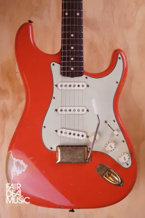 2000 Fender Custom Shop Stratocaster Relic in Fiesta Red with gold hardware, USED
