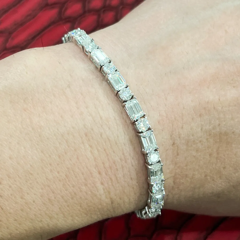 22 Carat Exotic Emerald Cut Moissanite Tennis Bracelet