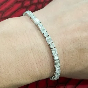 22 Carat Exotic Emerald Cut Moissanite Tennis Bracelet