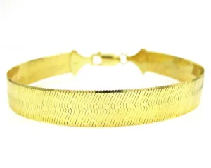 22MM 10K Yellow Gold Herringbone Bracelet 8" - 9" Inches