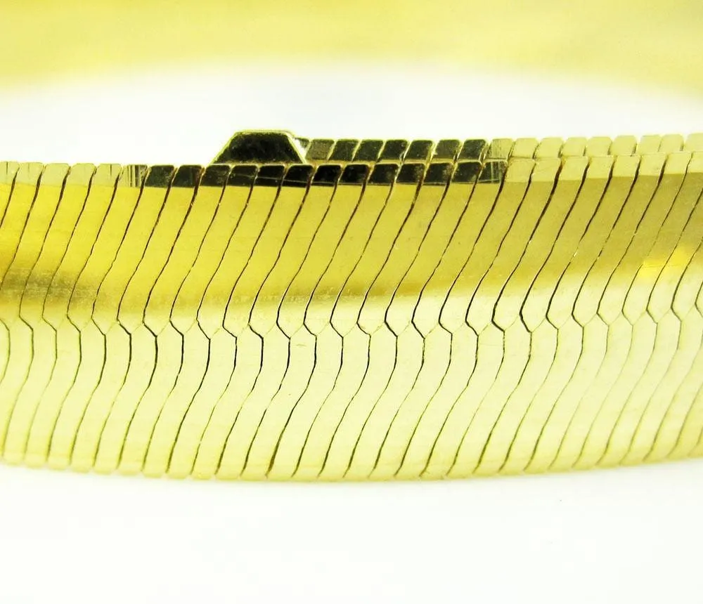 22MM 10K Yellow Gold Herringbone Bracelet 8" - 9" Inches
