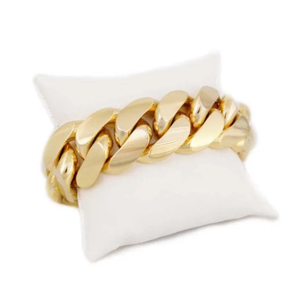22MM  Cuban Link Bracelet (14K Gold Over Silver) Big