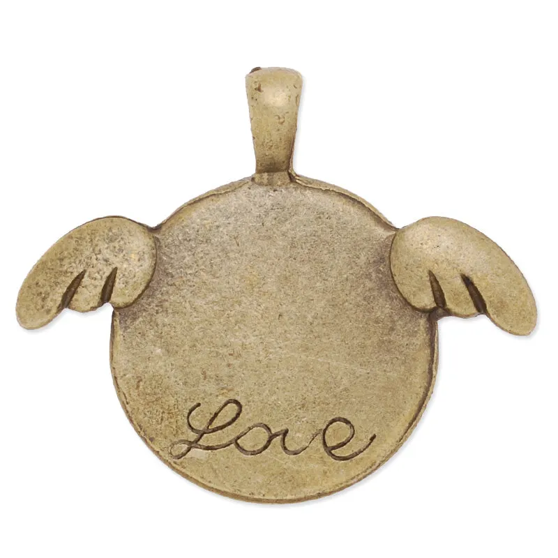 25mm Round Pendant tray,wings of an angel,Zinc alloy filled,shine silver plated,20pcs/lot