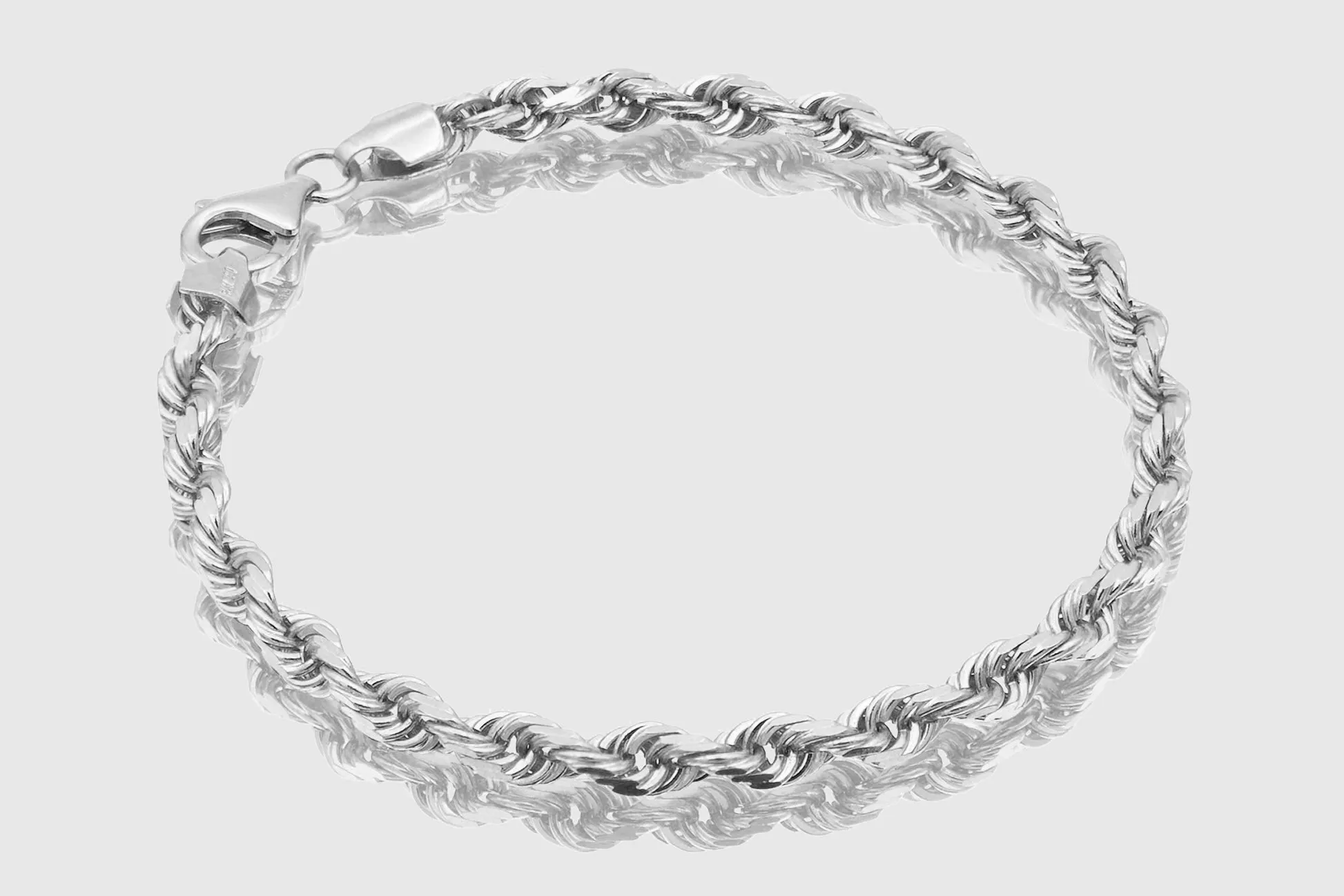 2mm - 12mm Solid Rope Bracelet - 10k White Gold