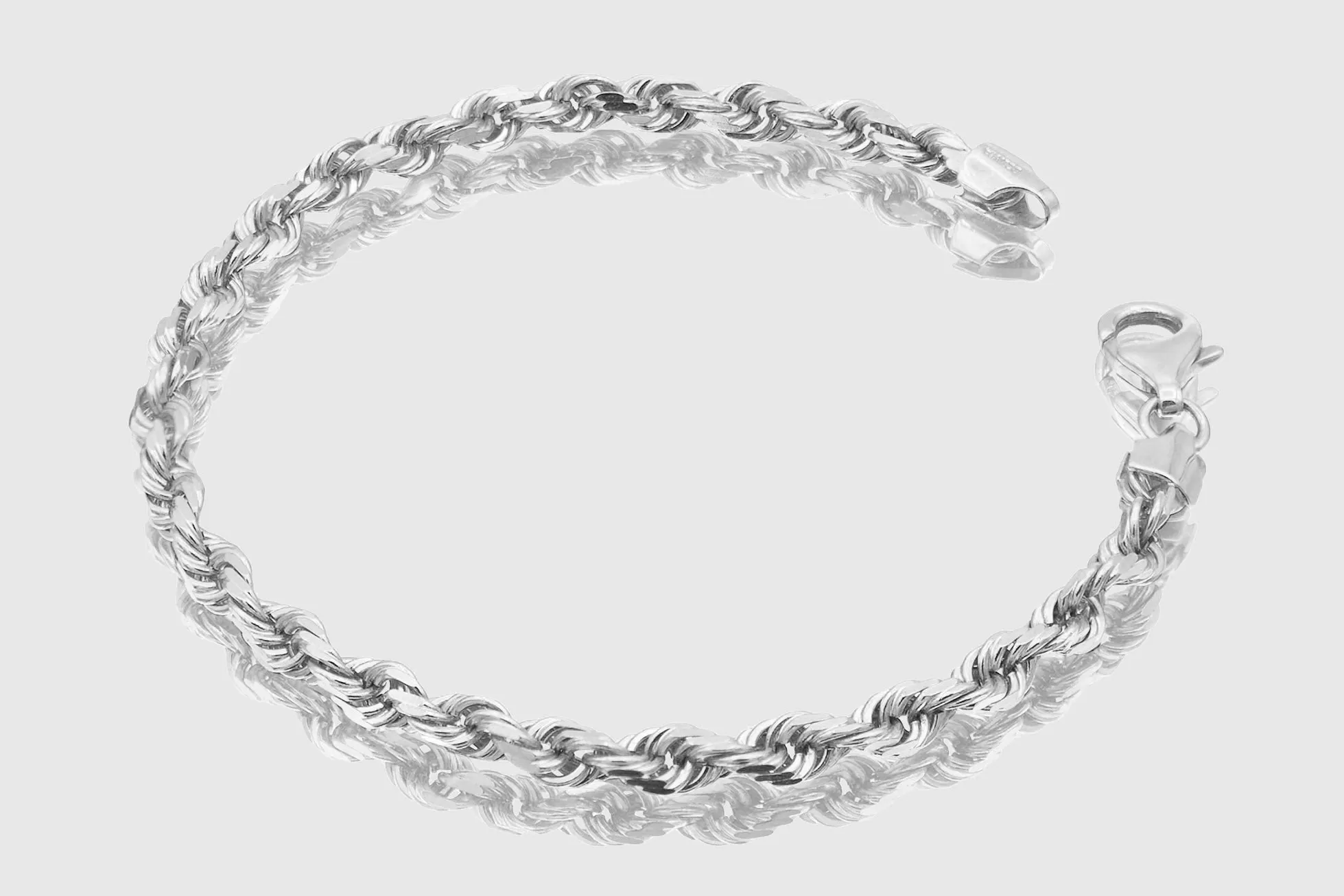 2mm - 12mm Solid Rope Bracelet - 10k White Gold