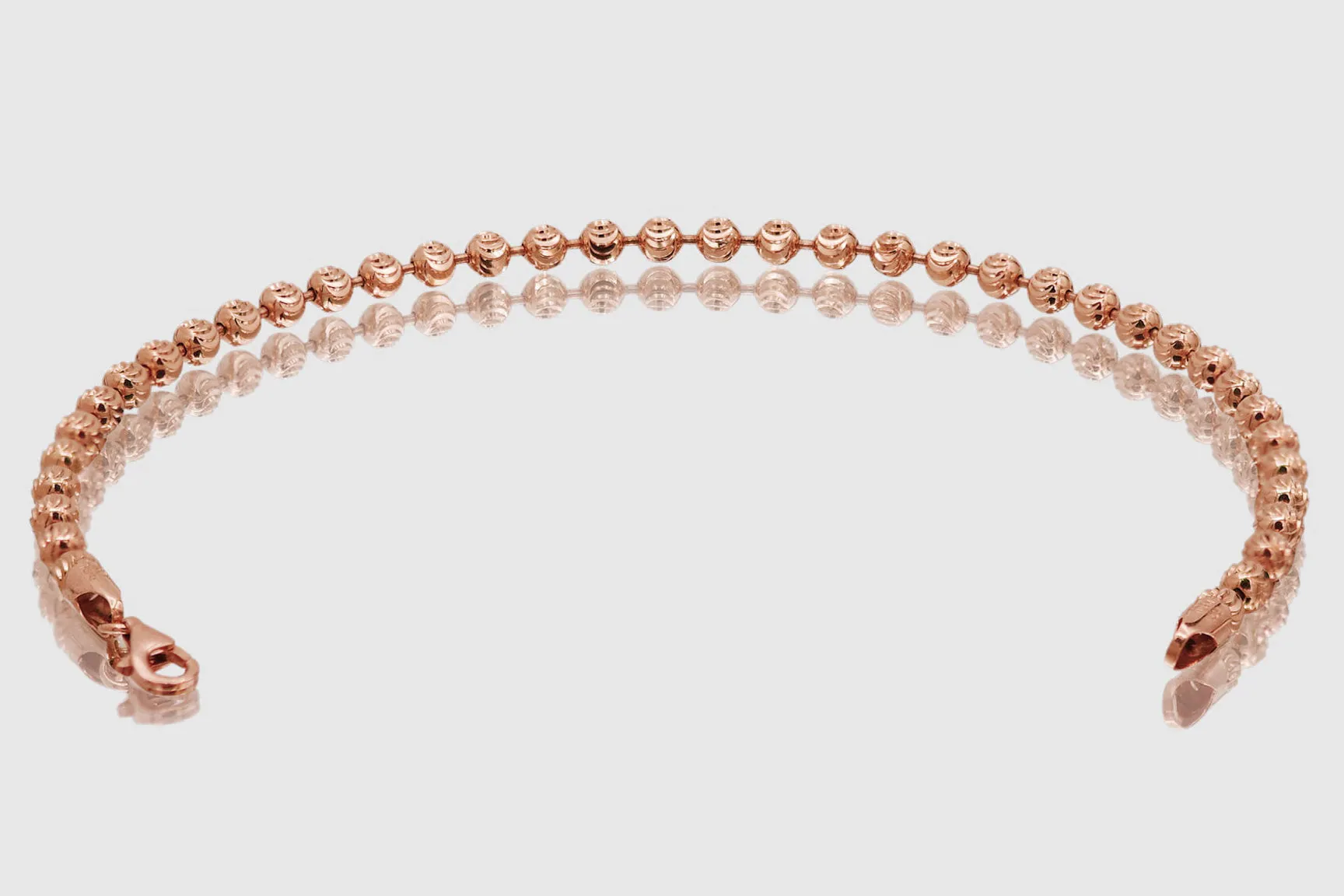 2mm - 5mm Moon Cut Bead Bracelet - 14k Rose Gold