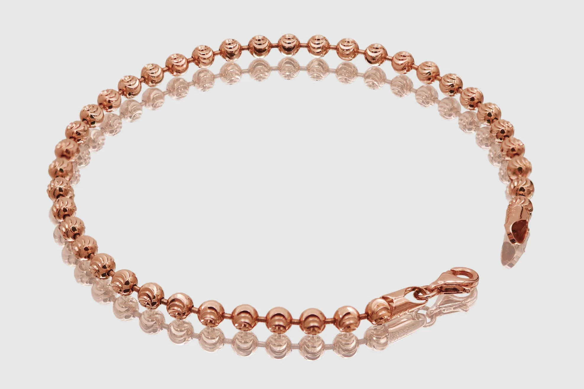 2mm - 5mm Moon Cut Bead Bracelet - 14k Rose Gold