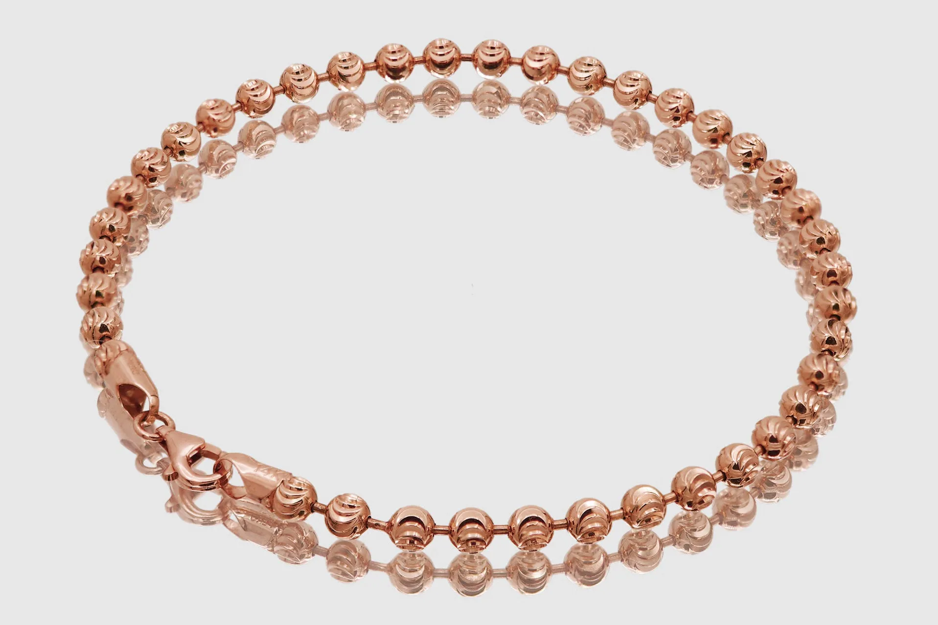 2mm - 5mm Moon Cut Bead Bracelet - 14k Rose Gold
