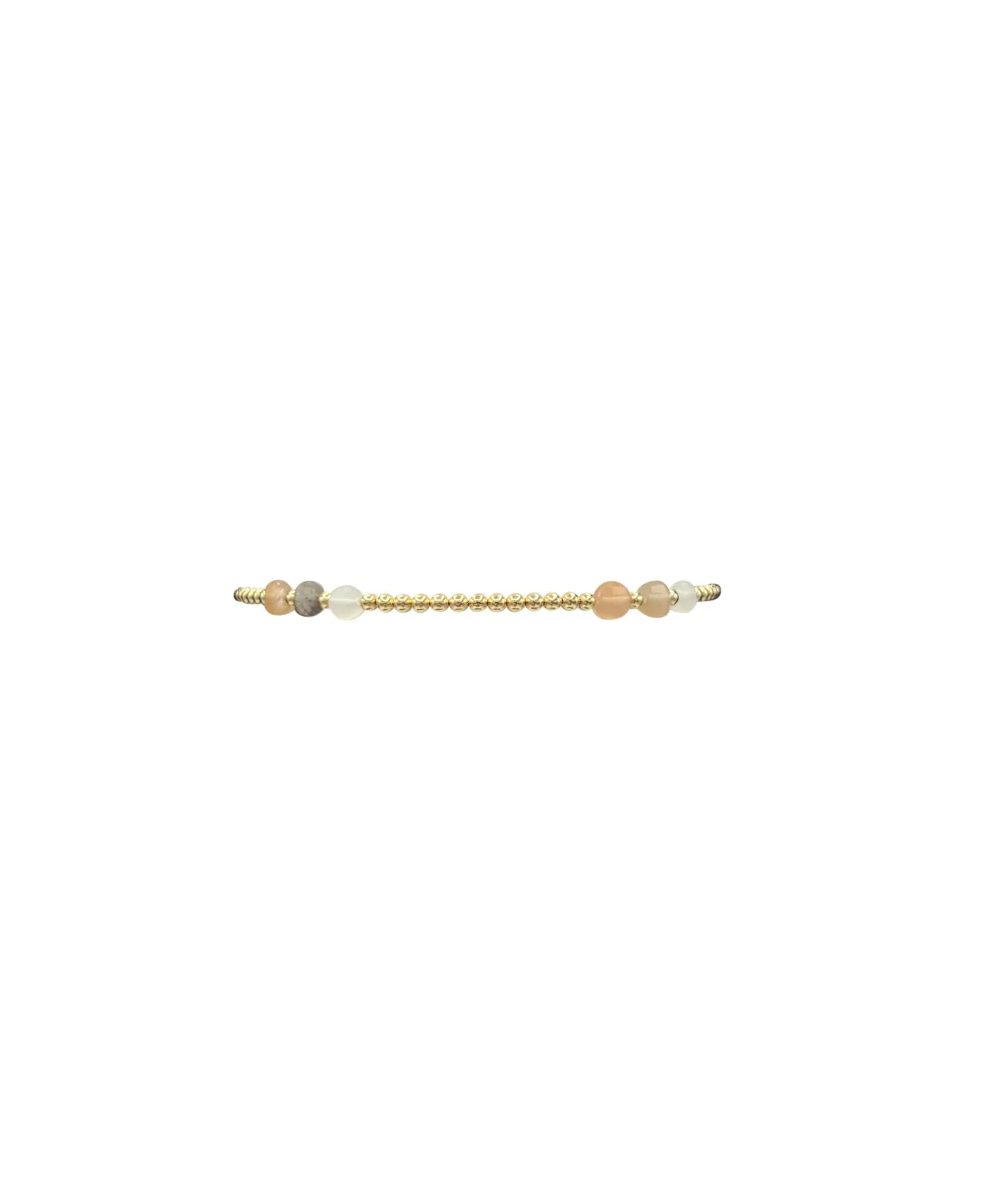 2mm Yellow Gold Bracelet with Mixed Moonstone Space Pattern