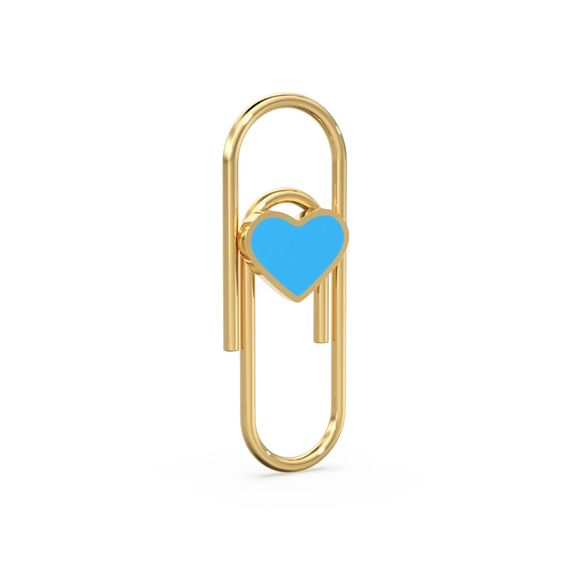 36.5mm Heart Solid Gold PaperClip / 14K Gold Finding / Handmade Real Gold PaperClicp / Gold Hair Accessory / Solid Gold Clip