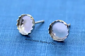 4mm Serrated Bezel Stud Earring Blanks Silver