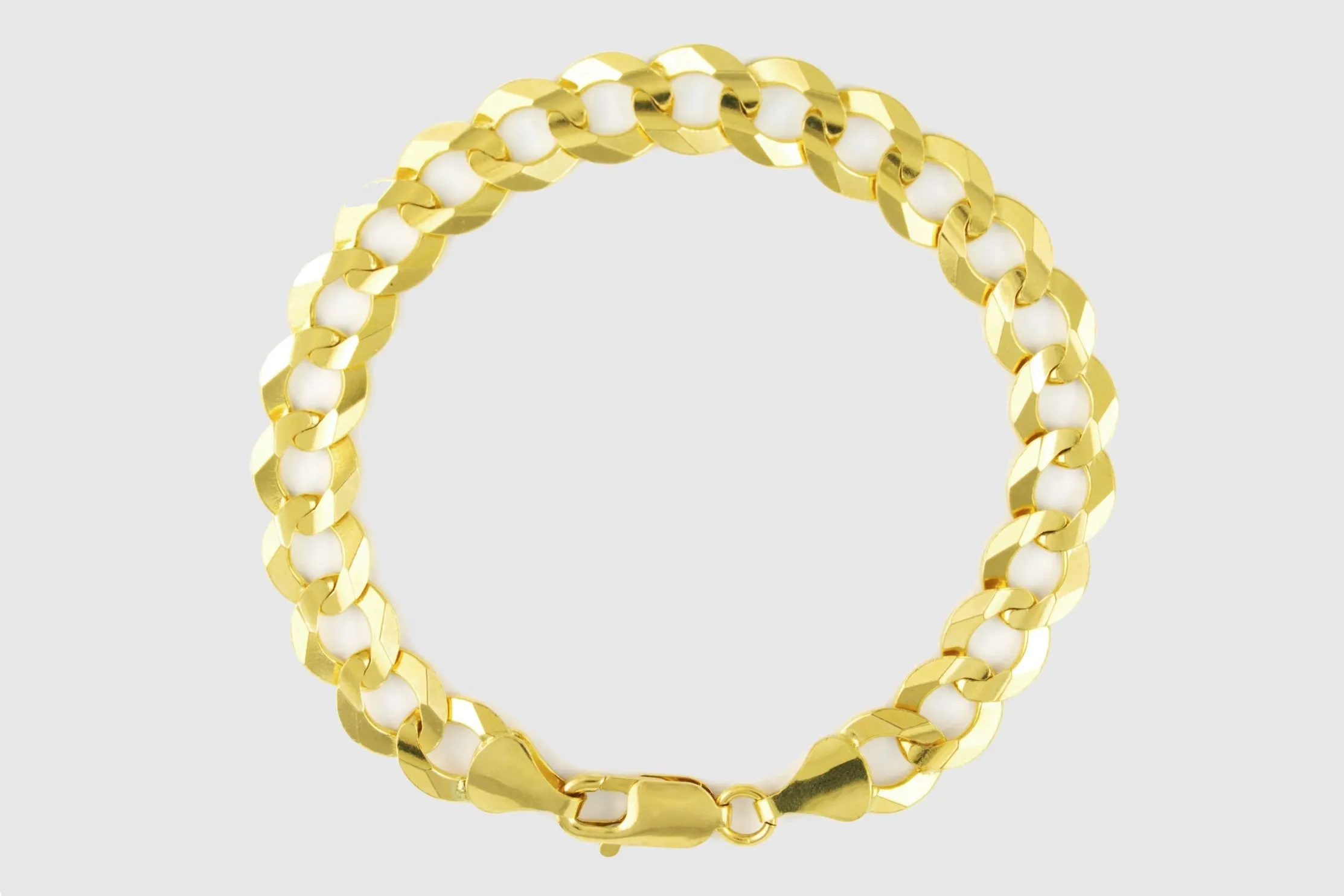 5mm - 15mm Solid Cuban Curb Bracelet - 10k Yellow Gold