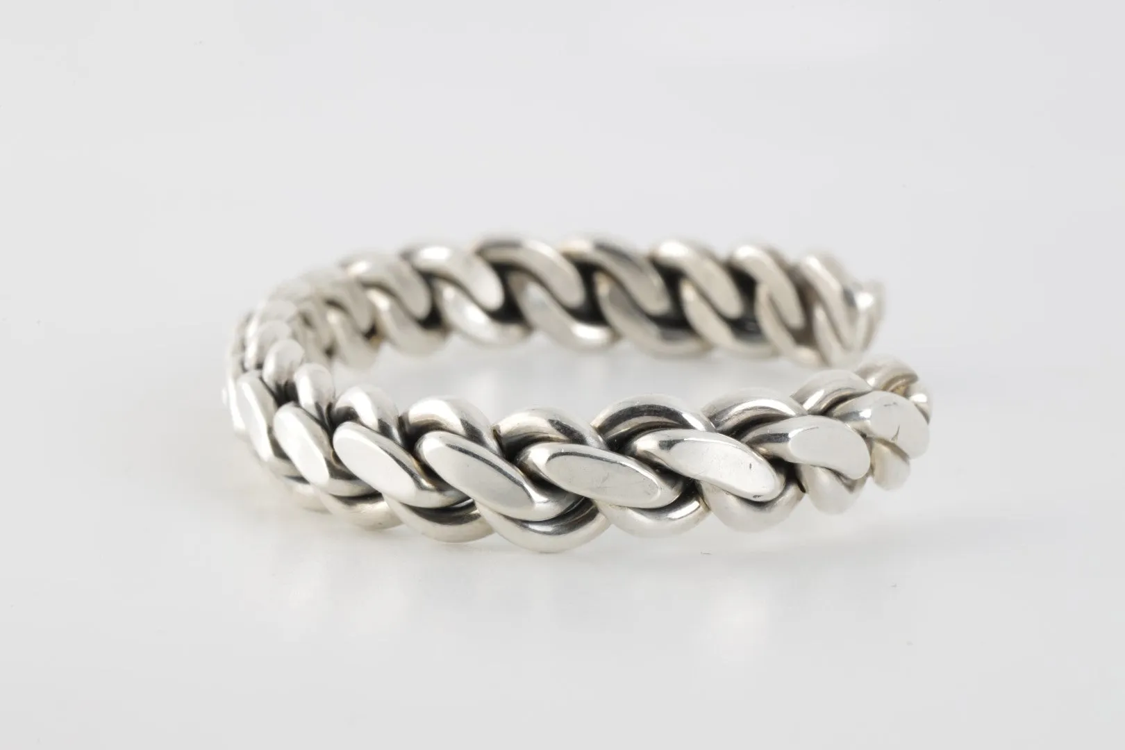 6" 925 Silver Curb Chain Cuff Bracelet (37.58g.)