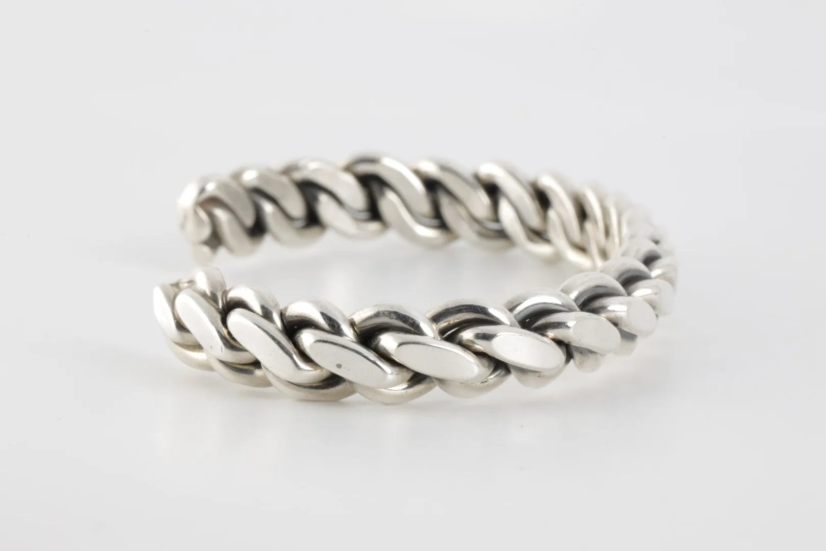 6" 925 Silver Curb Chain Cuff Bracelet (37.58g.)
