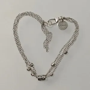7.5" Antiqued Silver Flower Bead Bracelet with Tassel by Arpaia