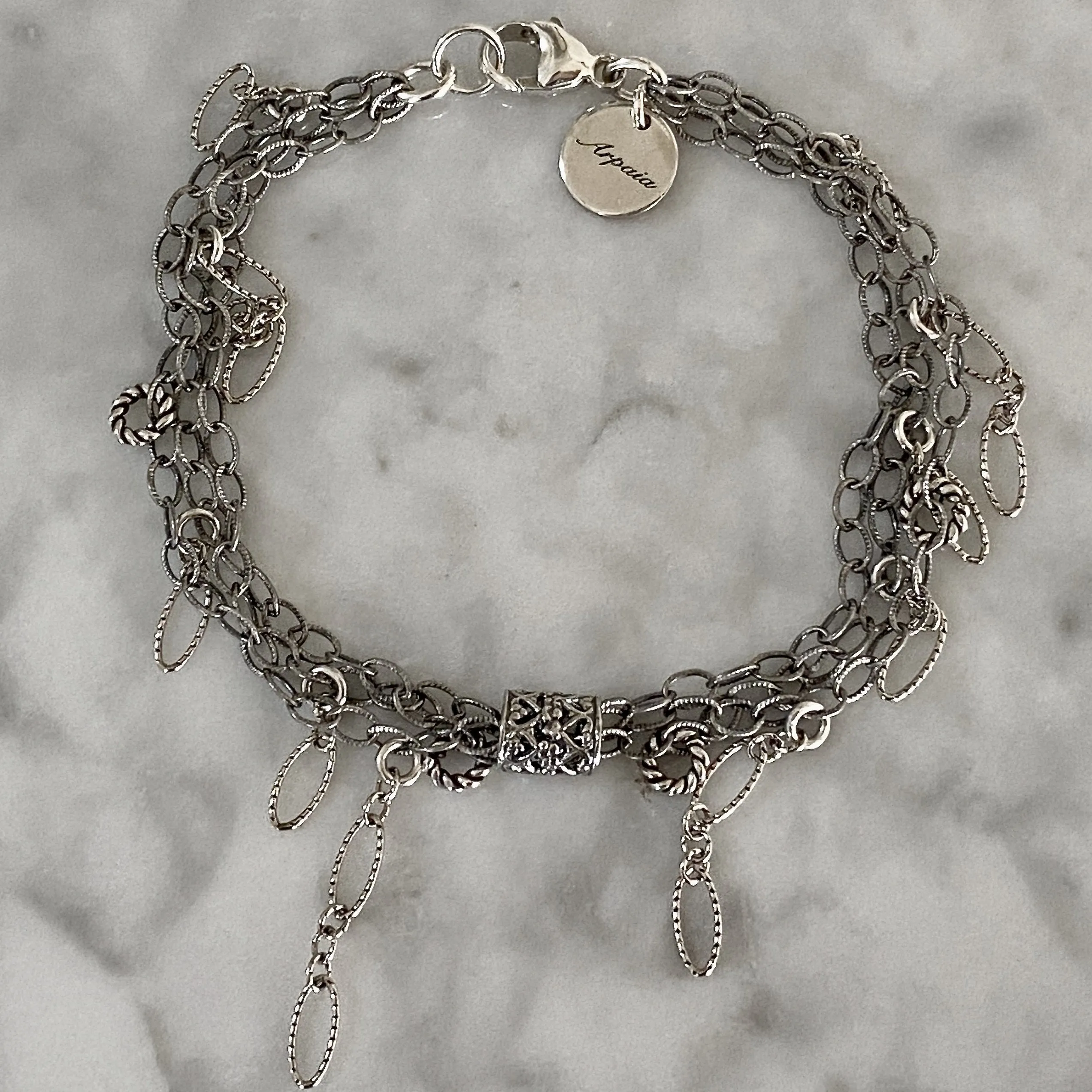 7" Antiqued Silver Askew Fringe Bracelet by Arpaia