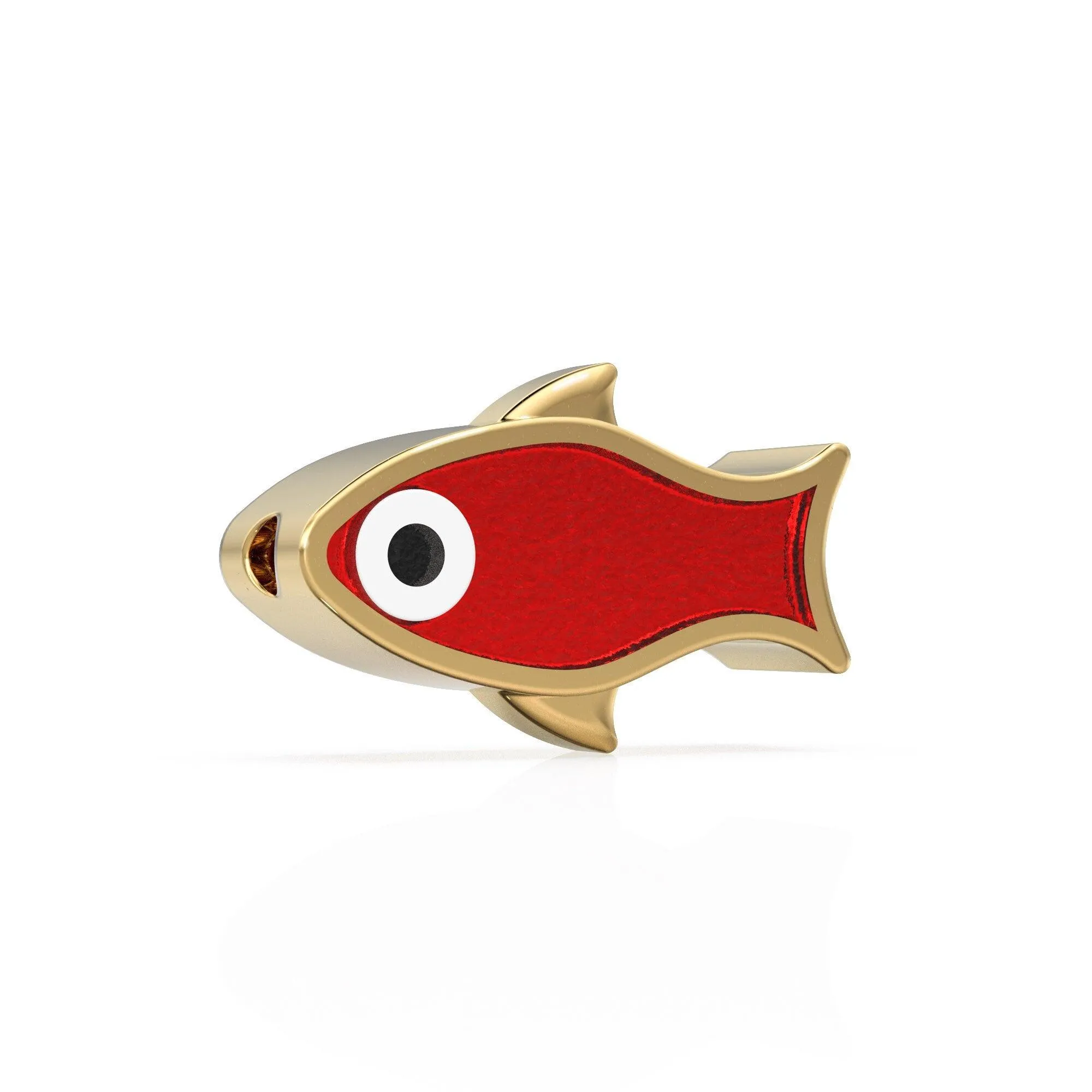 7x12mm Solid Gold Enamel Fish Beads, Connector for Beads, Beads for Spacer Bracelet, Bracelet for Beads, 18k Gold Findings, 14k Aquatic Bead