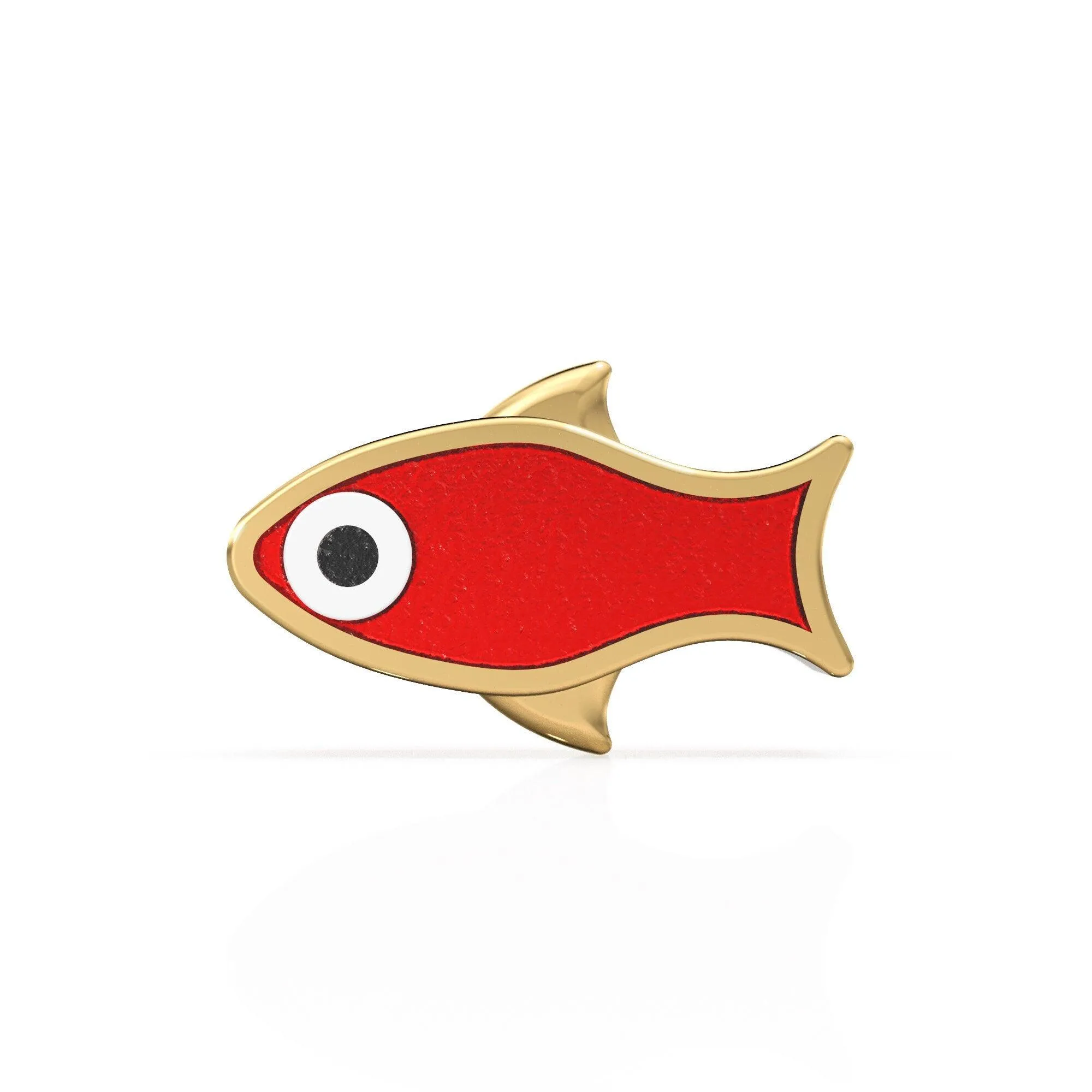 7x12mm Solid Gold Enamel Fish Beads, Connector for Beads, Beads for Spacer Bracelet, Bracelet for Beads, 18k Gold Findings, 14k Aquatic Bead