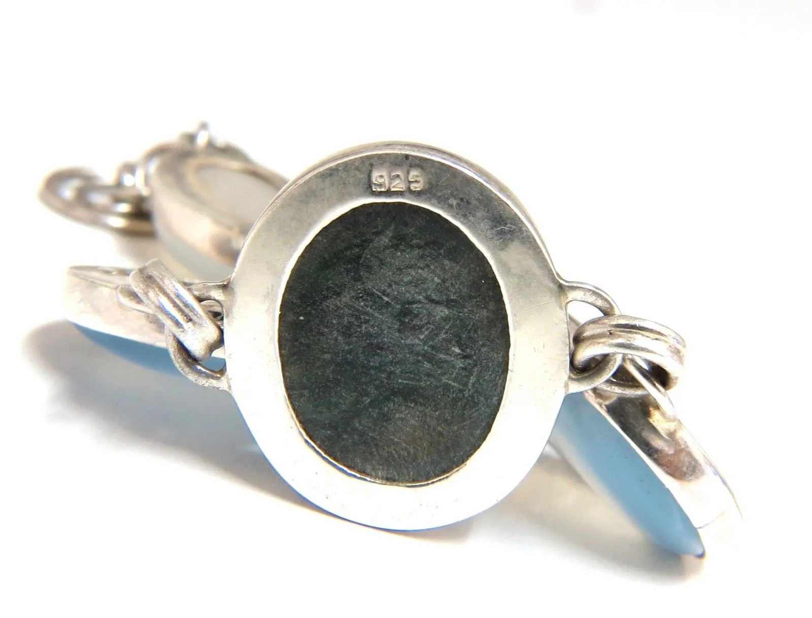 925 Sterling Silver Jasper Chalcedony Moonstone Silver Bracelet