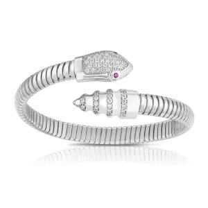 925 Sterling Silver Micro Pave Serpent Coil Bracelet