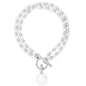 Absolute Silver Pearl Beaded TBar Bracelet