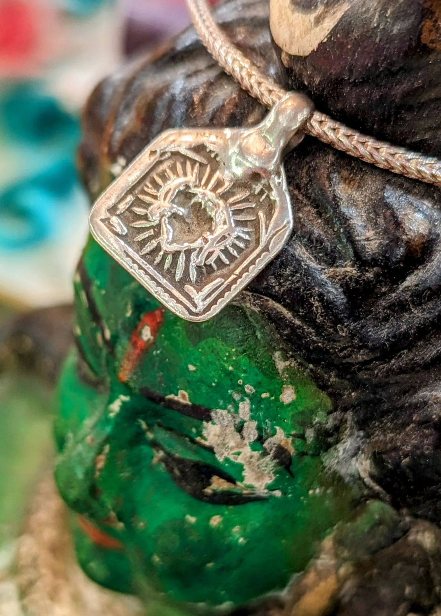 Antique Indian god amulet pendants - Surya