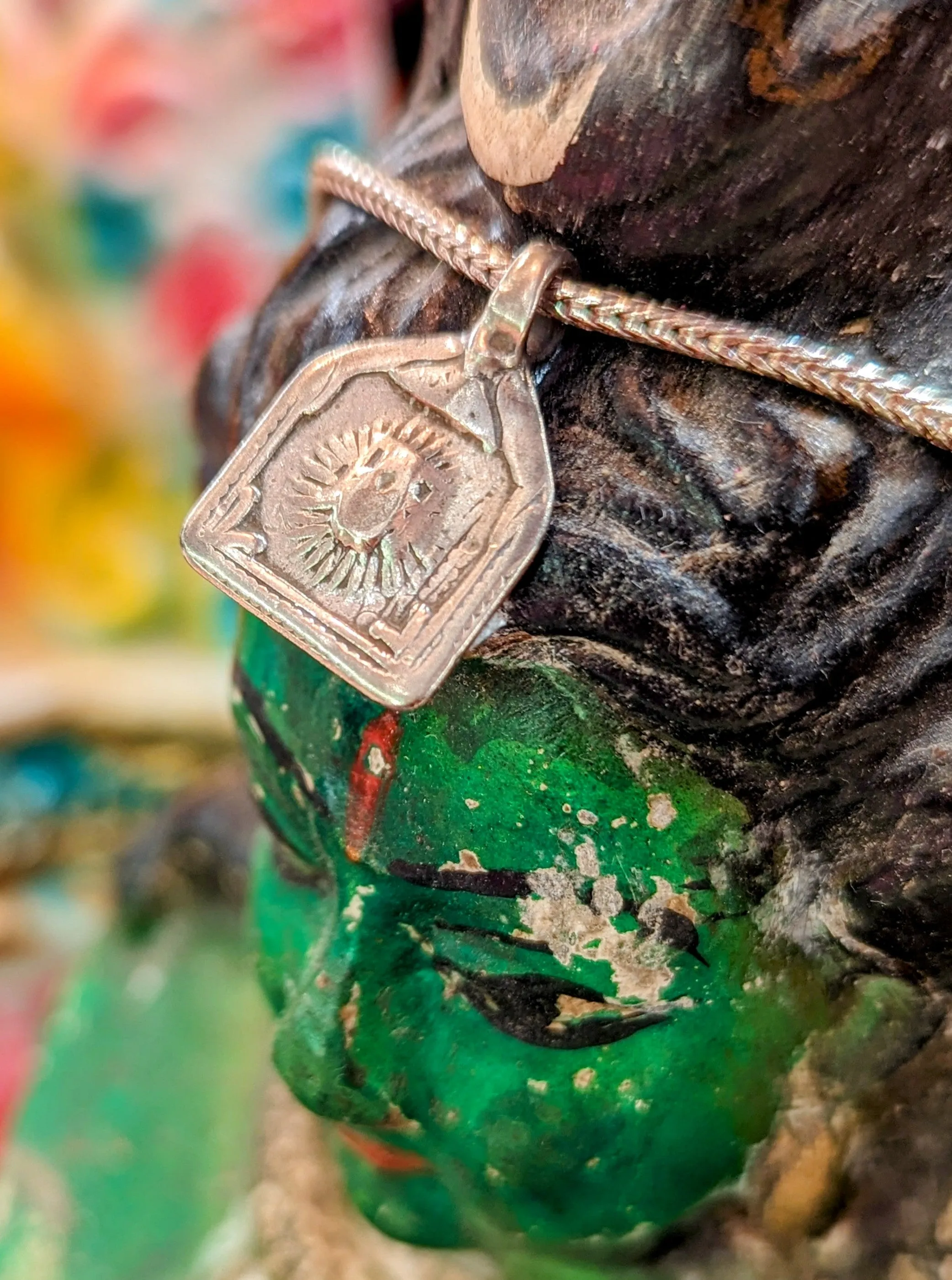 Antique Indian god amulet pendants - Surya