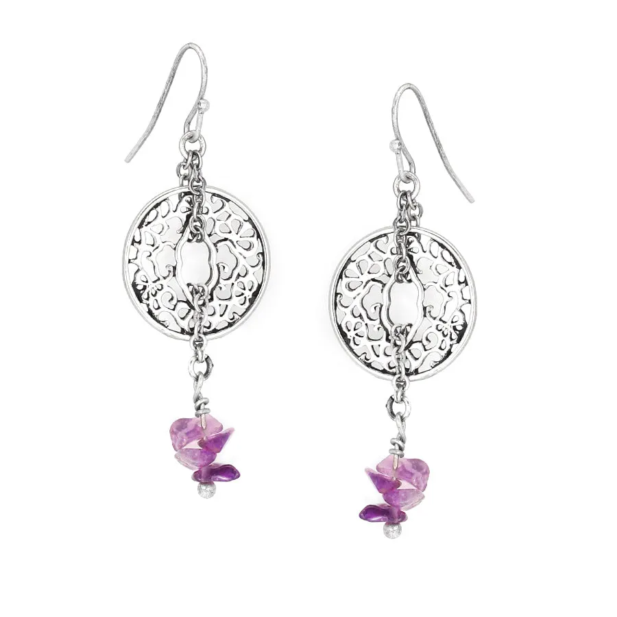 ANTIQUE SILVER FILIGREE AMETHYST DROP  EARRINGS #153PP3101 (5F2)