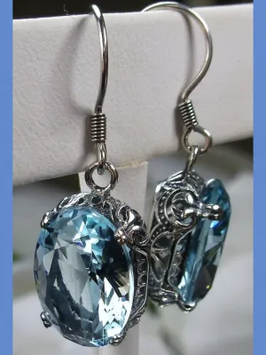 Aquamarine Blue Earrings, Edwardian Jewelry #E70
