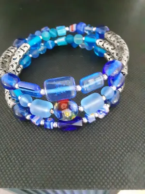 B #58 Very interesting Jewelry Piece with Silver and Different Colors of Beautiful Blues.