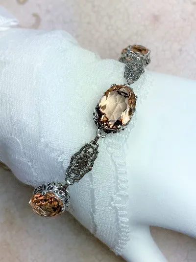 B70, Edwardian Bracelet, Oval Gemstone, Vintage Style Jewelry #B70