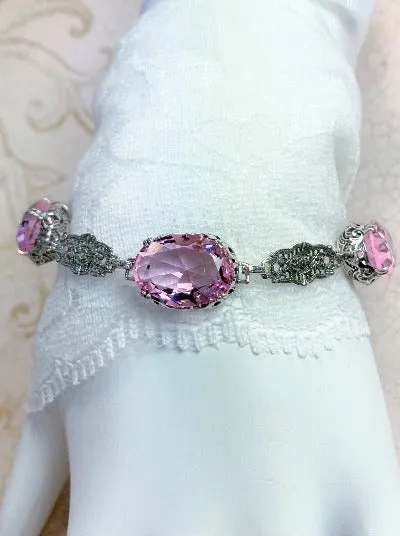 B70, Edwardian Bracelet, Oval Gemstone, Vintage Style Jewelry #B70