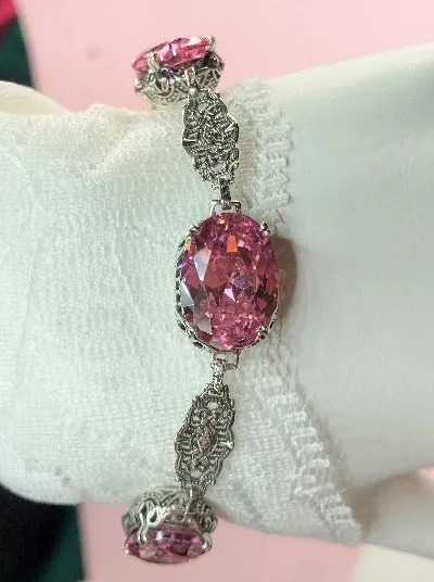 B70, Edwardian Bracelet, Oval Gemstone, Vintage Style Jewelry #B70