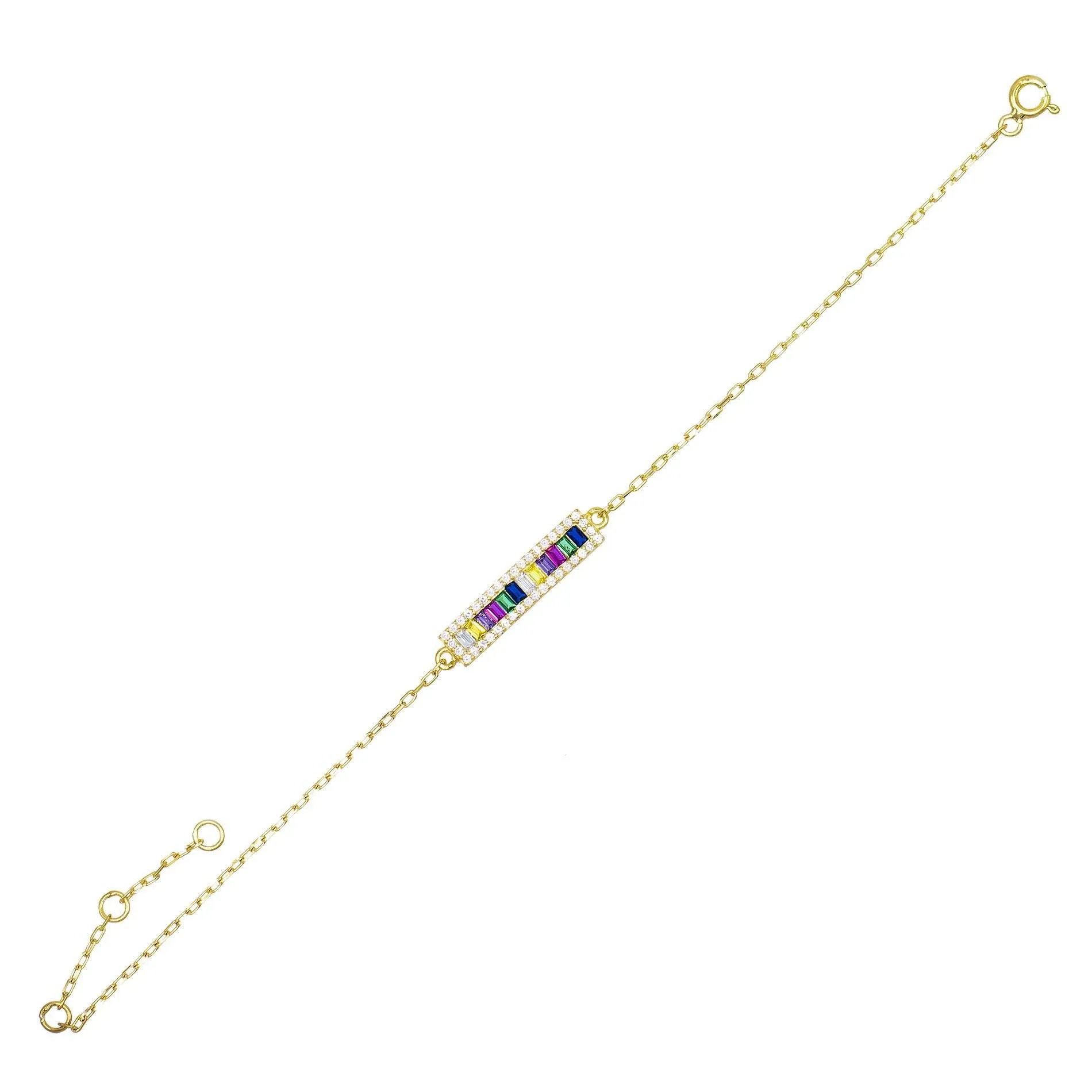 Baguette Rainbow Bar Bracelet