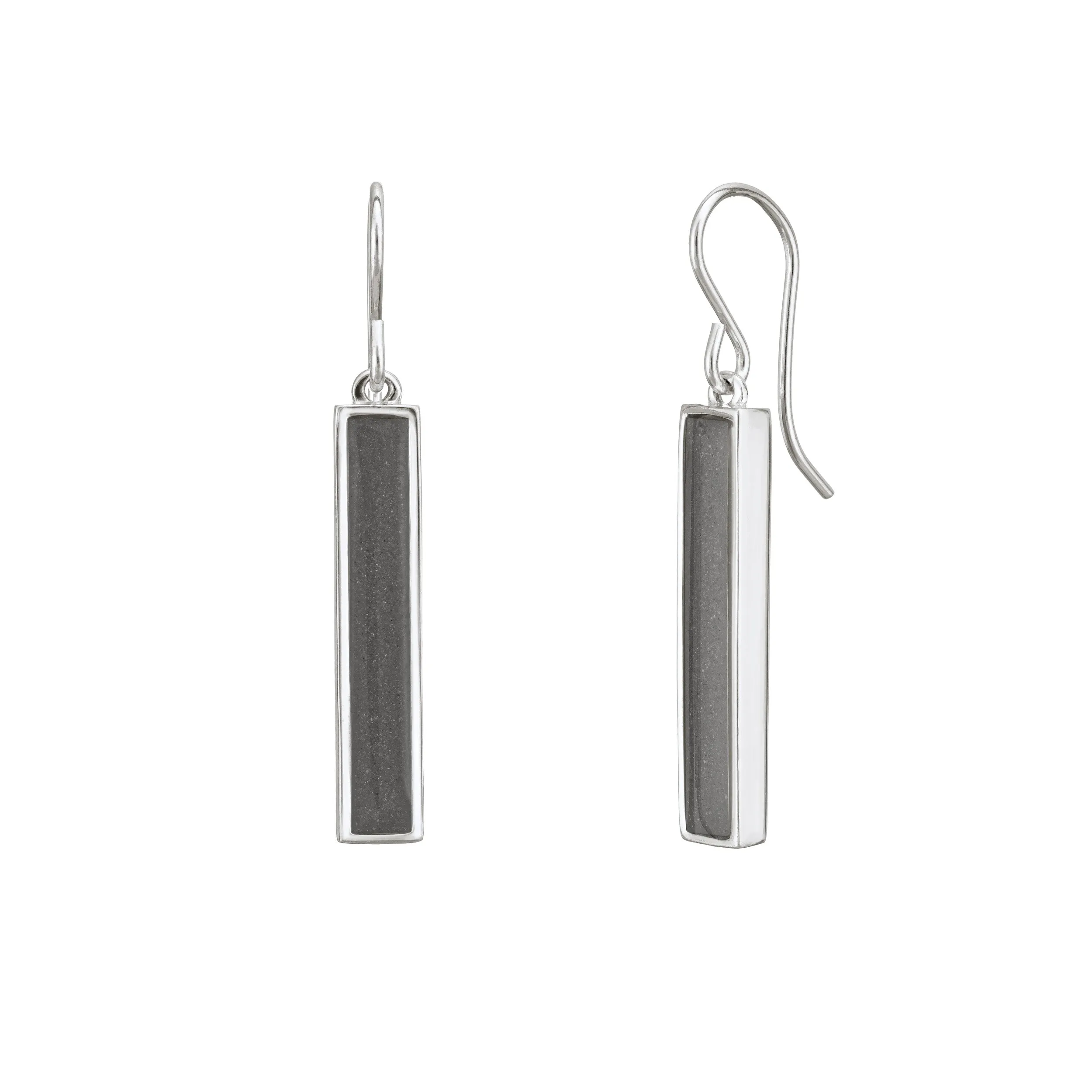 Bar Cremation Dangle Earrings in Sterling Silver