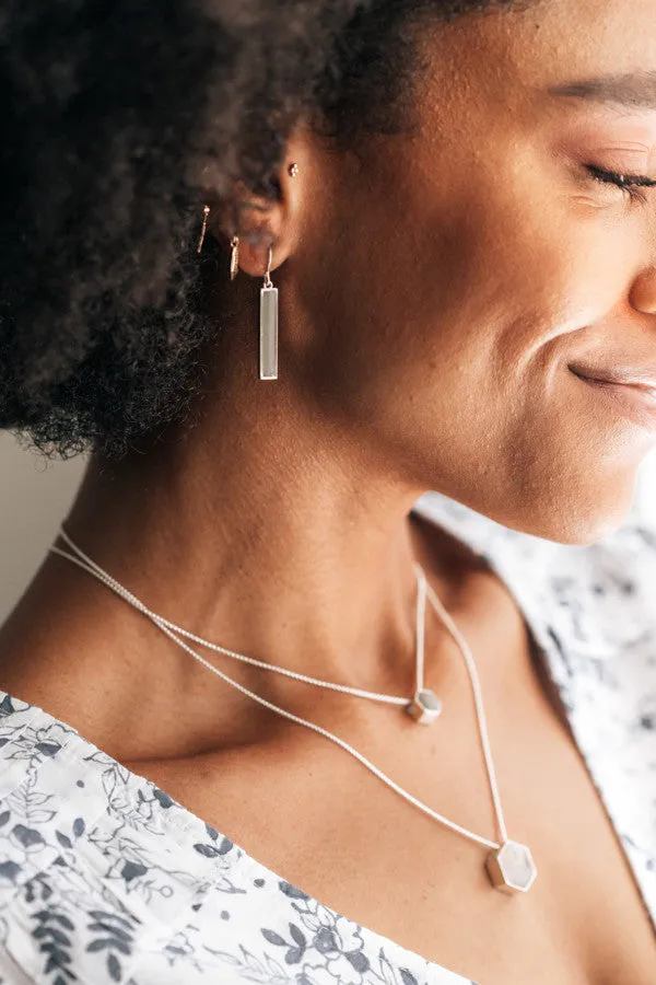 Bar Cremation Dangle Earrings in Sterling Silver