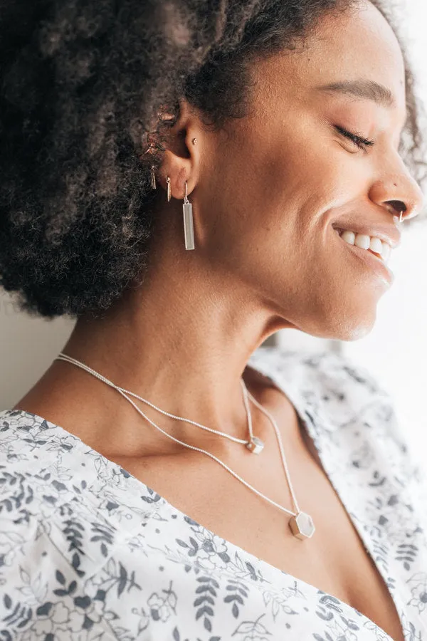 Bar Cremation Dangle Earrings in Sterling Silver