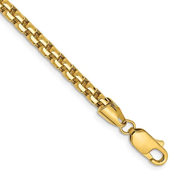 BC163-7 14KT Gold Box Chain Bracelet, 7"