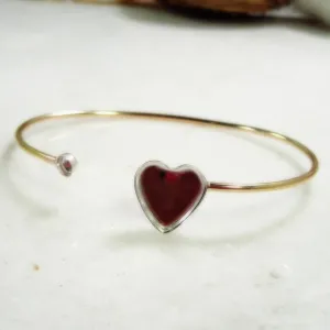 Bezel Cup Bracelet Setting - Heart and Round Double Cup, Solid 14k Gold