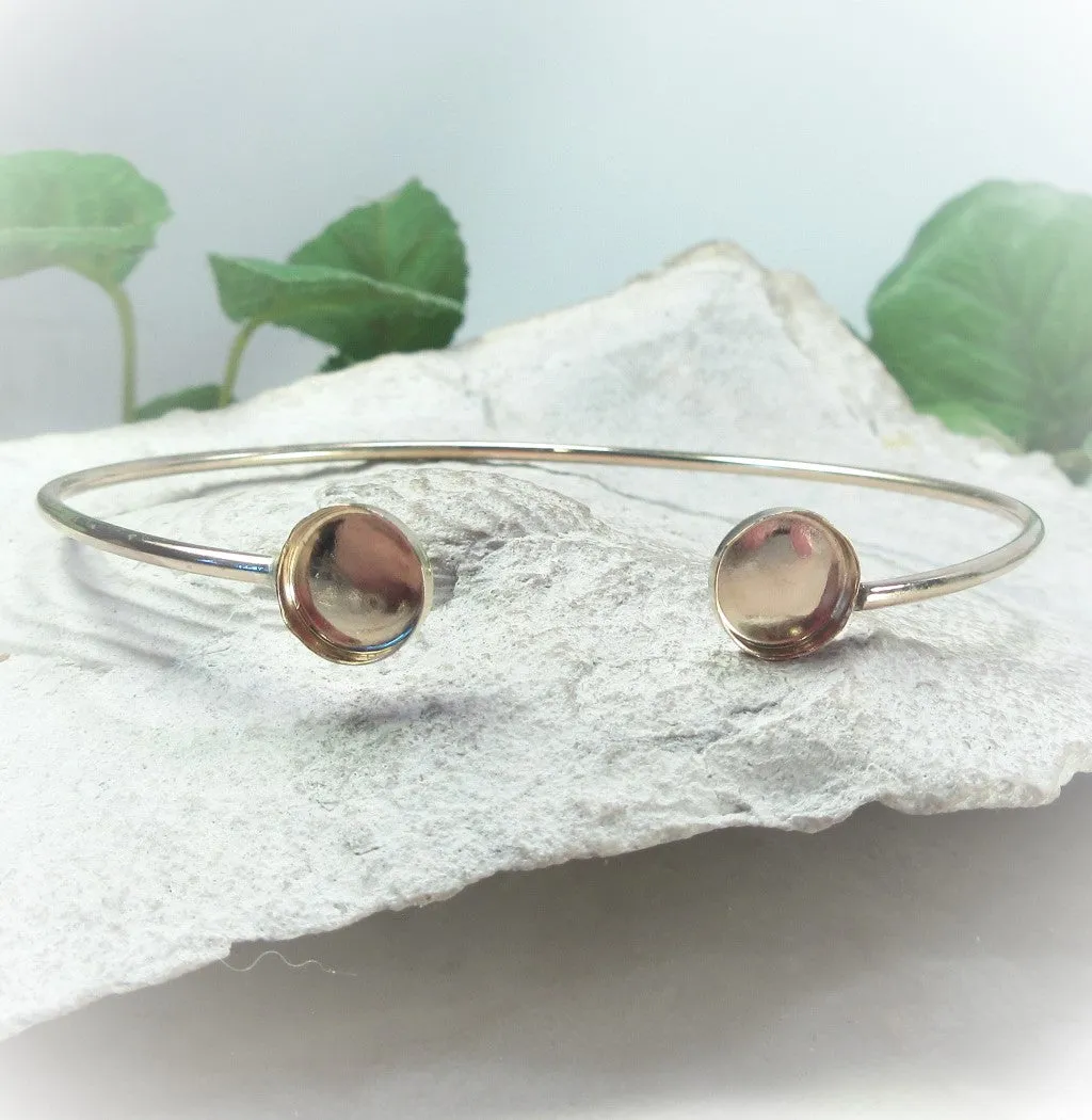Bezel Cup Bracelet Setting - Round Double Cup, Solid 14k Gold