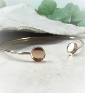 Bezel Cup Bracelet Setting - Round Double Cup, Solid 14k Gold