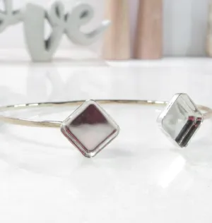 Bezel Cup Bracelet Setting - Square Bezel Cup, Solid 14k Gold