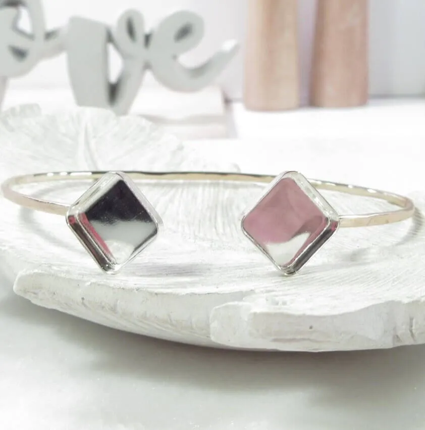 Bezel Cup Bracelet Setting - Square Bezel Cup, Solid 14k Gold