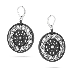BLACK AND SILVER FILIGREE  EARRINGS #275SV3201 (7B4/6D1)